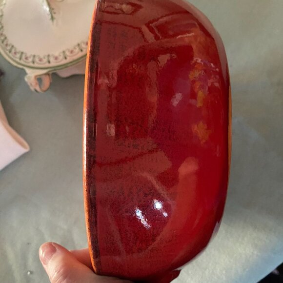 Vintage De Silva Italy Terracotta Casserole Dish Red Clay Rustic Kitchen 10 Inch - Picture 7 of 8